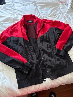 Vintage Black & Red Windbreaker Jacket